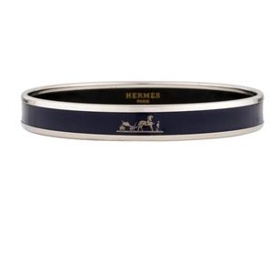 Hermés Palladium and Enamel Caleche 70 Bangle